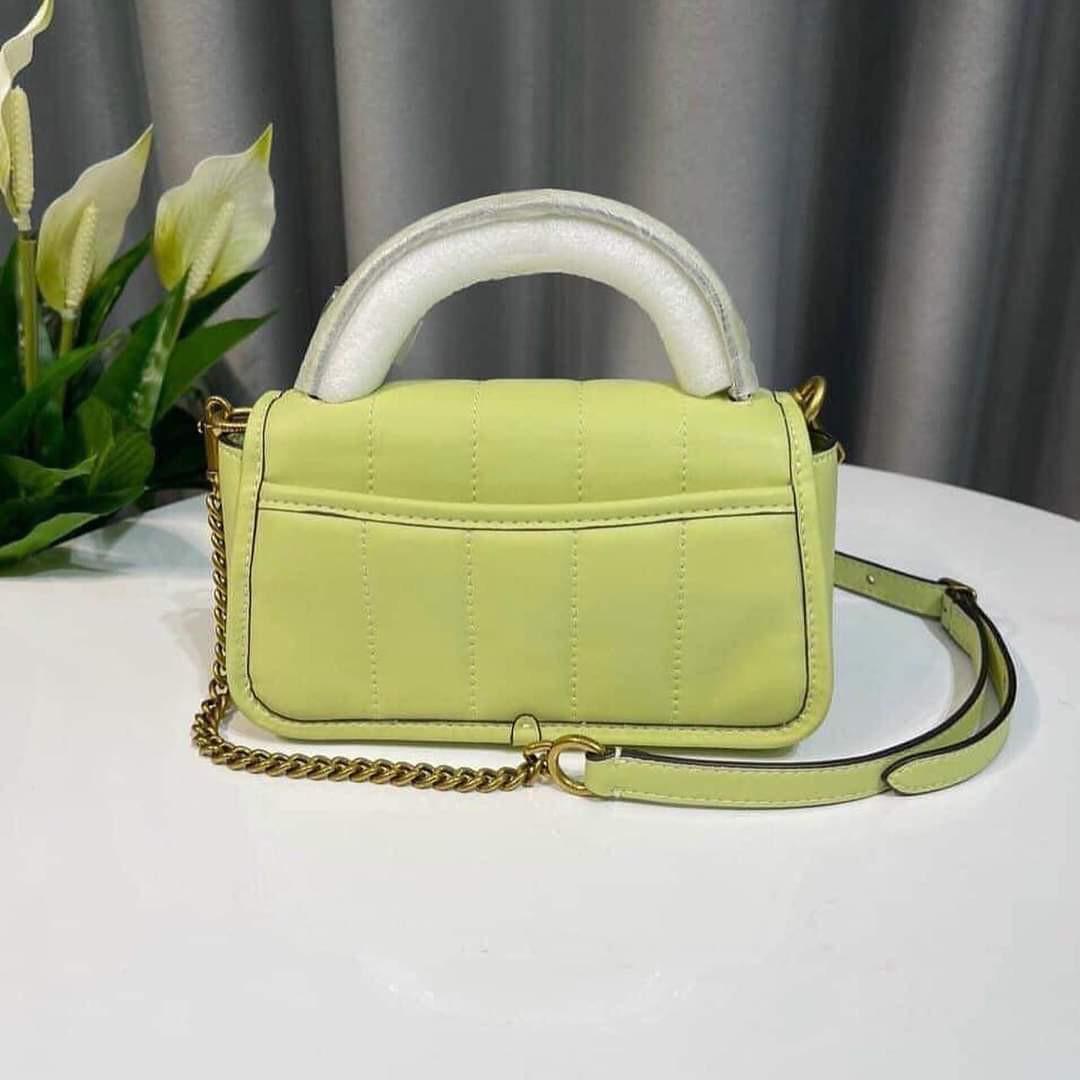 Coach Turnlock Clutch 20 Crossbody Bag with Quilting in Pale Lime