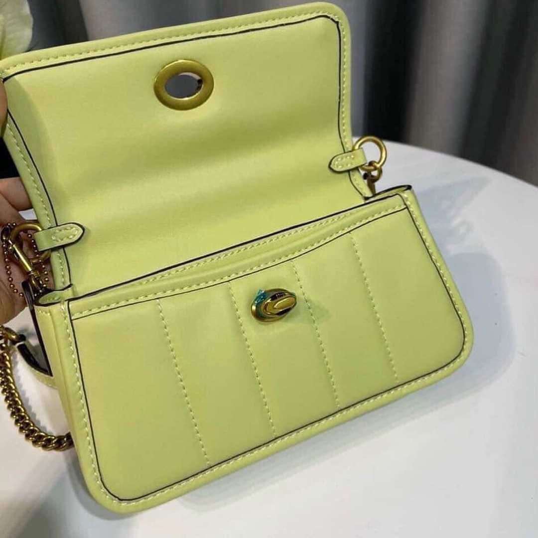 Coach Turnlock Clutch 20 Crossbody Bag with Quilting in Pale Lime