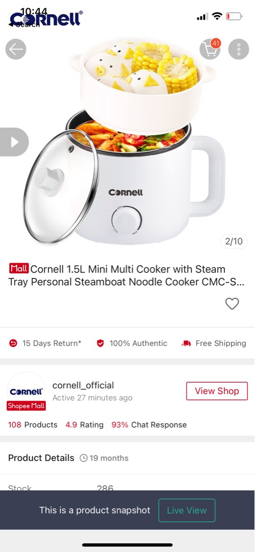 Cornell 1.5L Mini Multi Cooker with Steam Tray Personal Steamboat