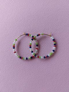 Crystal Beads Hoop Earrings