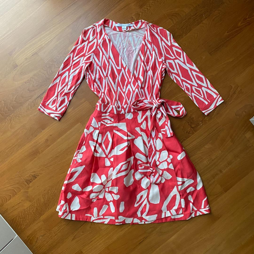 SALE Diane von Furstenberg DVF Red Jewel Wrap Dress Women s
