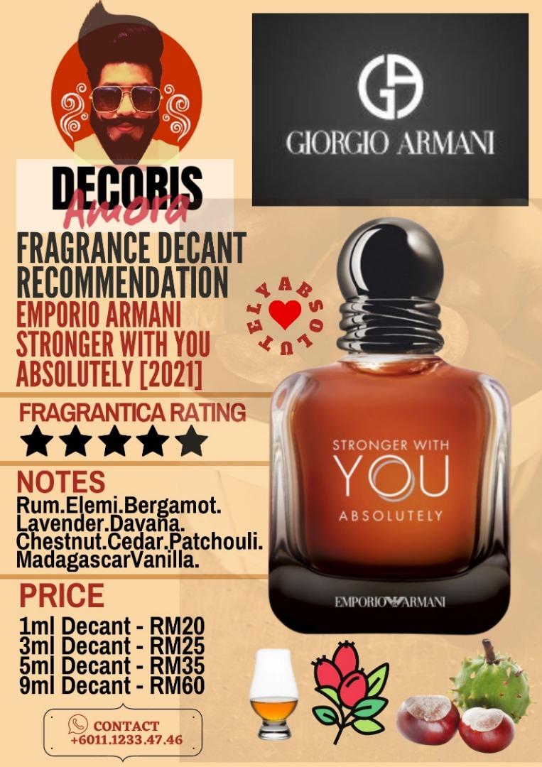 Emporio Armani Stronger With You Absolutely - Perfume Decant, Beauty &  Personal Care, Fragrance & Deodorants on Carousell