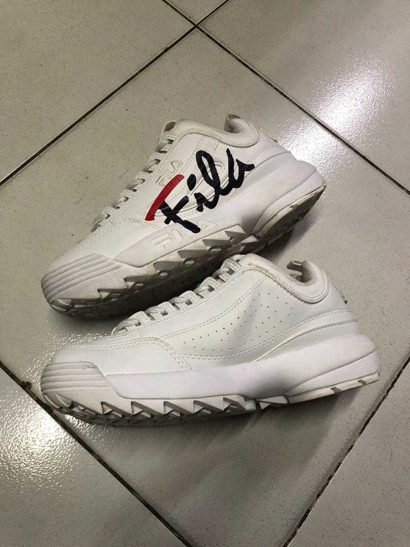 Fila disruptor script silver on sale