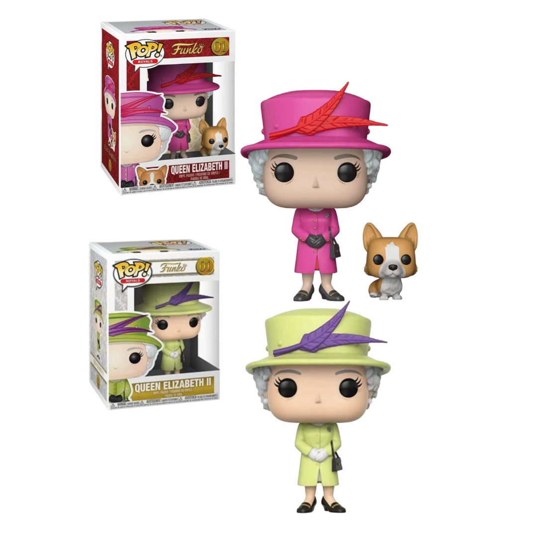 Funko Pop! Royals Queen Elizabeth II (Pink/Green Dress), & Toys, Toys & Games on Carousell