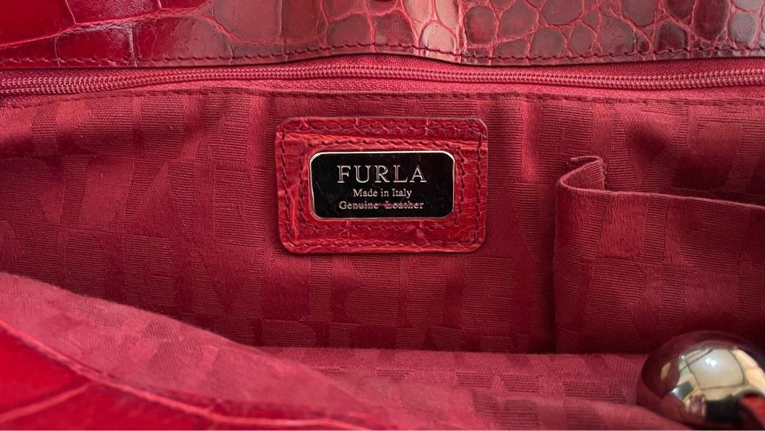 Furla Red Crocodile Bag Original, Luxury, Bags & Wallets on Carousell