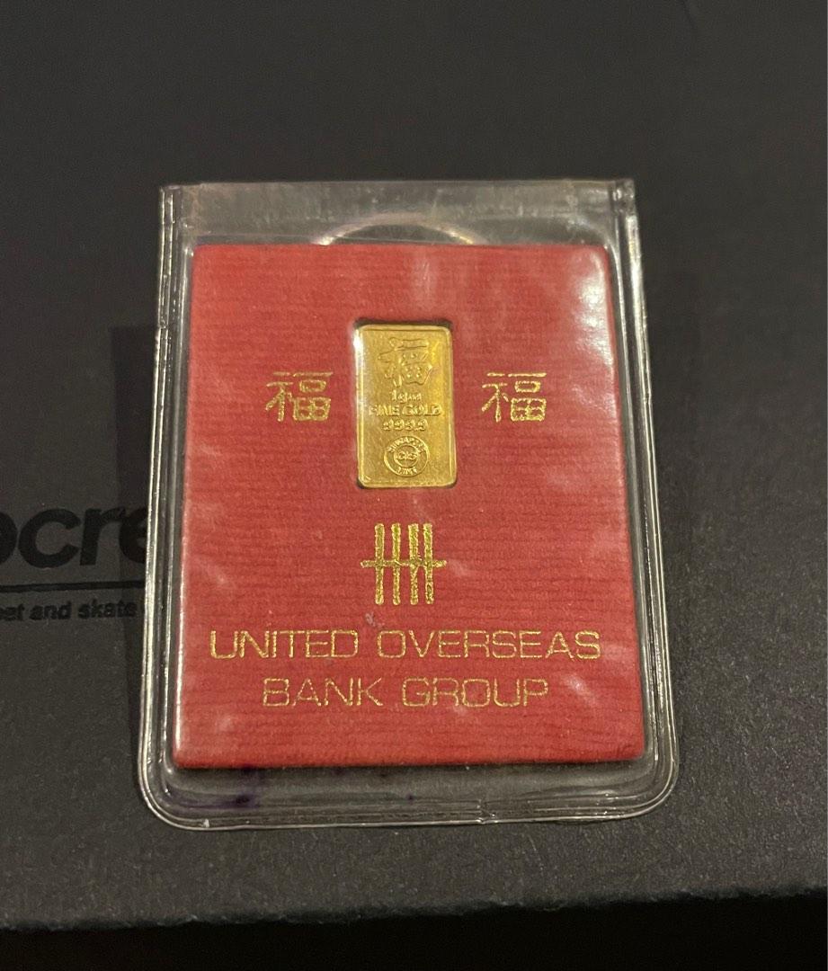 Gold Bar Vintage 1g UOB (Singapore), Hobbies & Toys, Collectibles