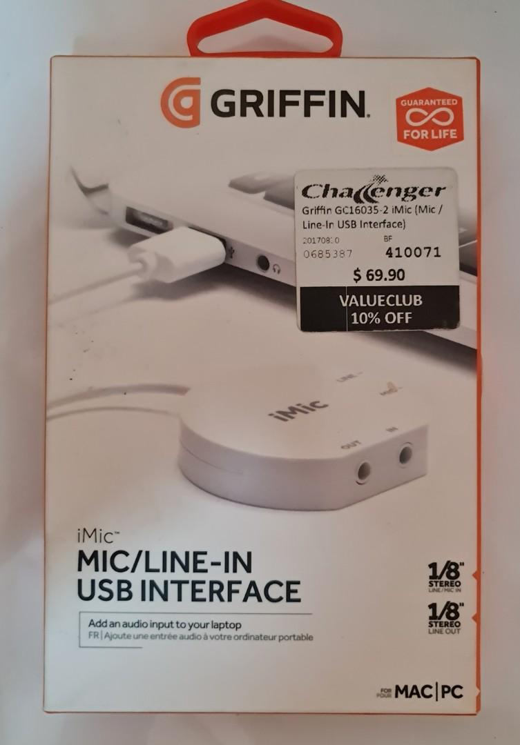 Griffin Technology iMic USB Audio Interface for Mac and PC, Computers