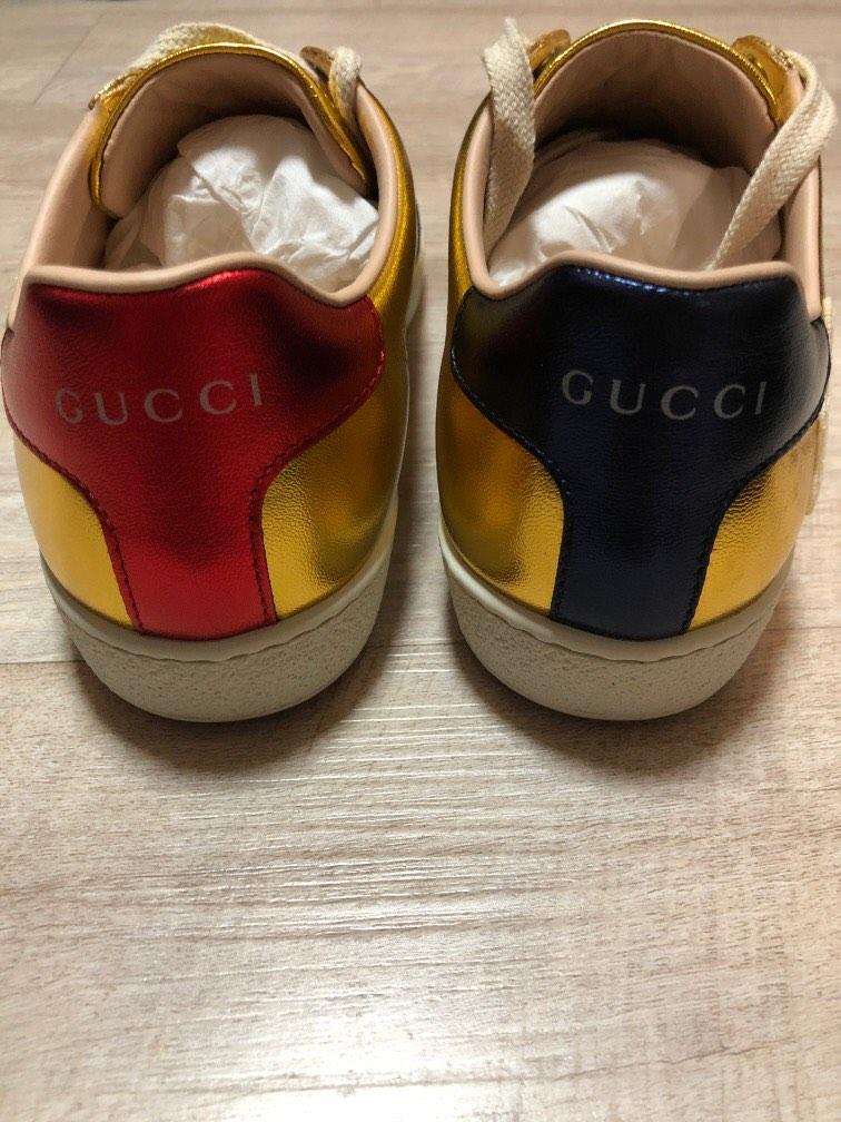 Gold gucci tennis clearance shoes