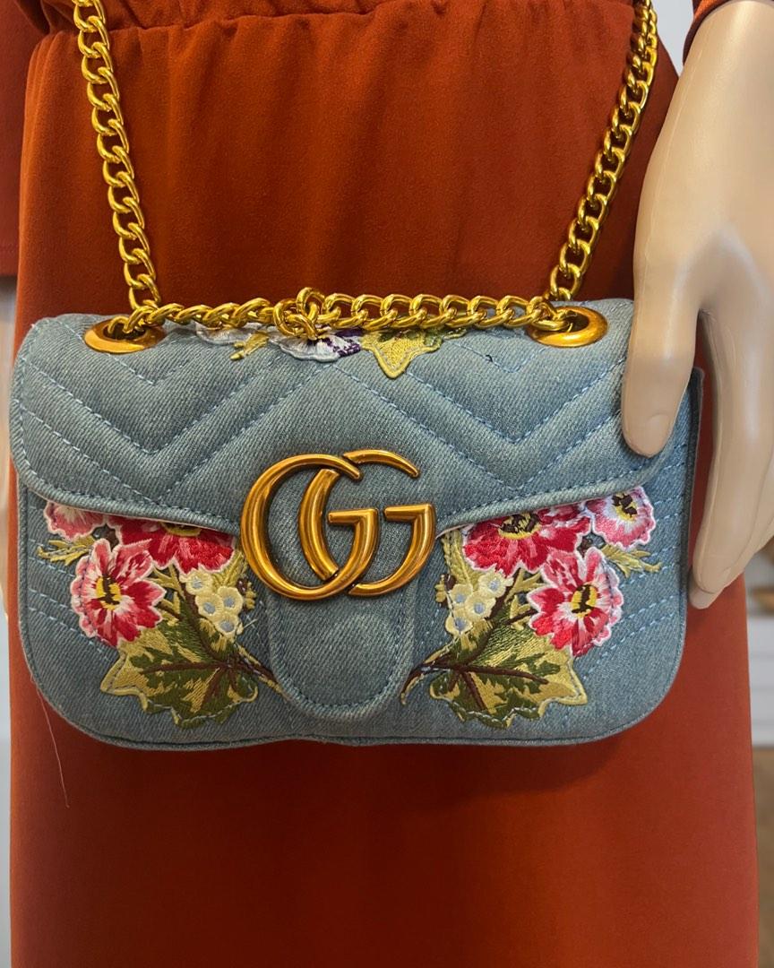 Gucci Marmont Limited Edition Denim Shoulder/Sling Bag, Luxury, Bags ...