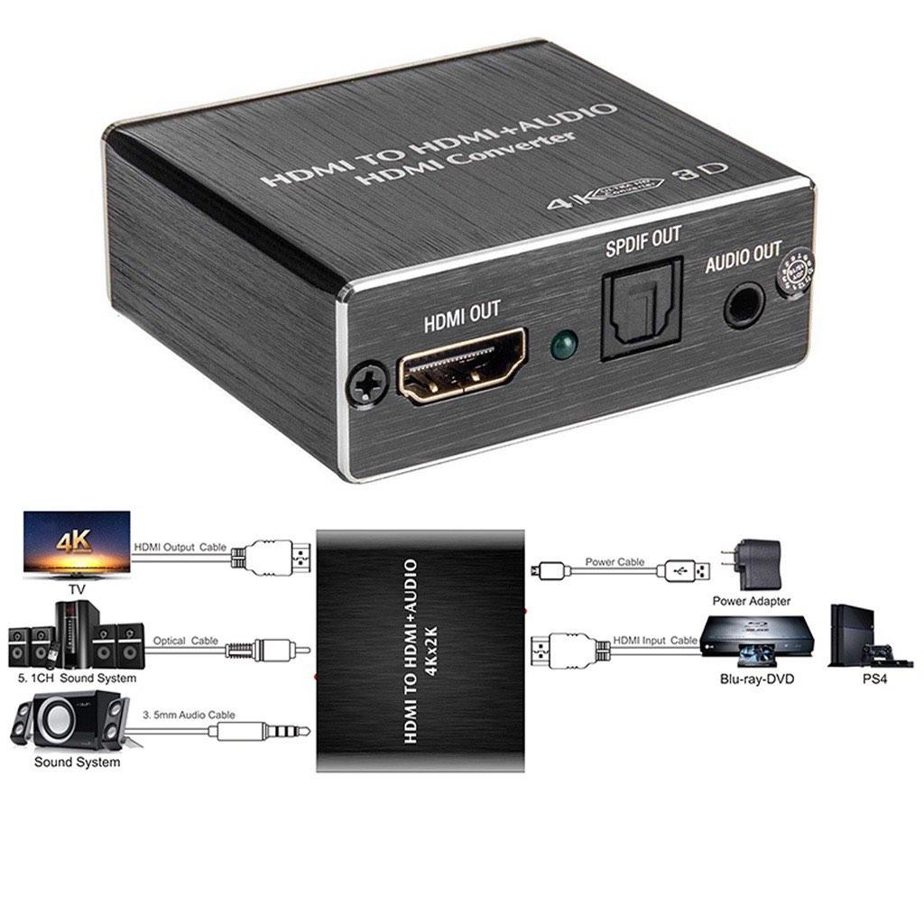 HDMI Extractor to HDMI + Aux 3.5mm (4K supported), TV & Home Appliances, TV Entertainment, TV Parts & Accessories on Carousell