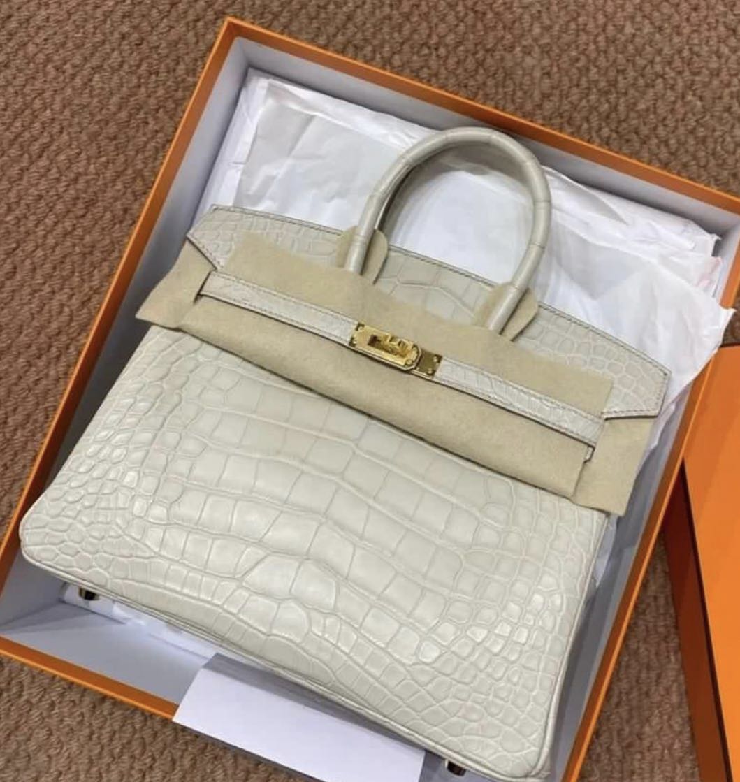 Hermès Birkin 25 Beton Matte Alligator, Luxury, Bags & Wallets on