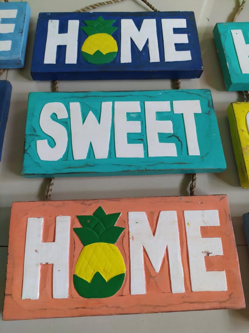 Hiasan dinding/tulisan home sweet home/home decor/dekorasi rumah/sign