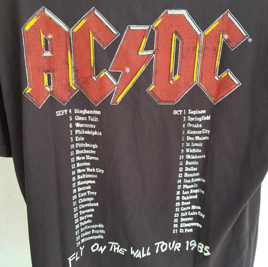 H&M AC/DC VINTAGE BLACK T-SHIRTS FLY ON THE WALL TOUR 1985