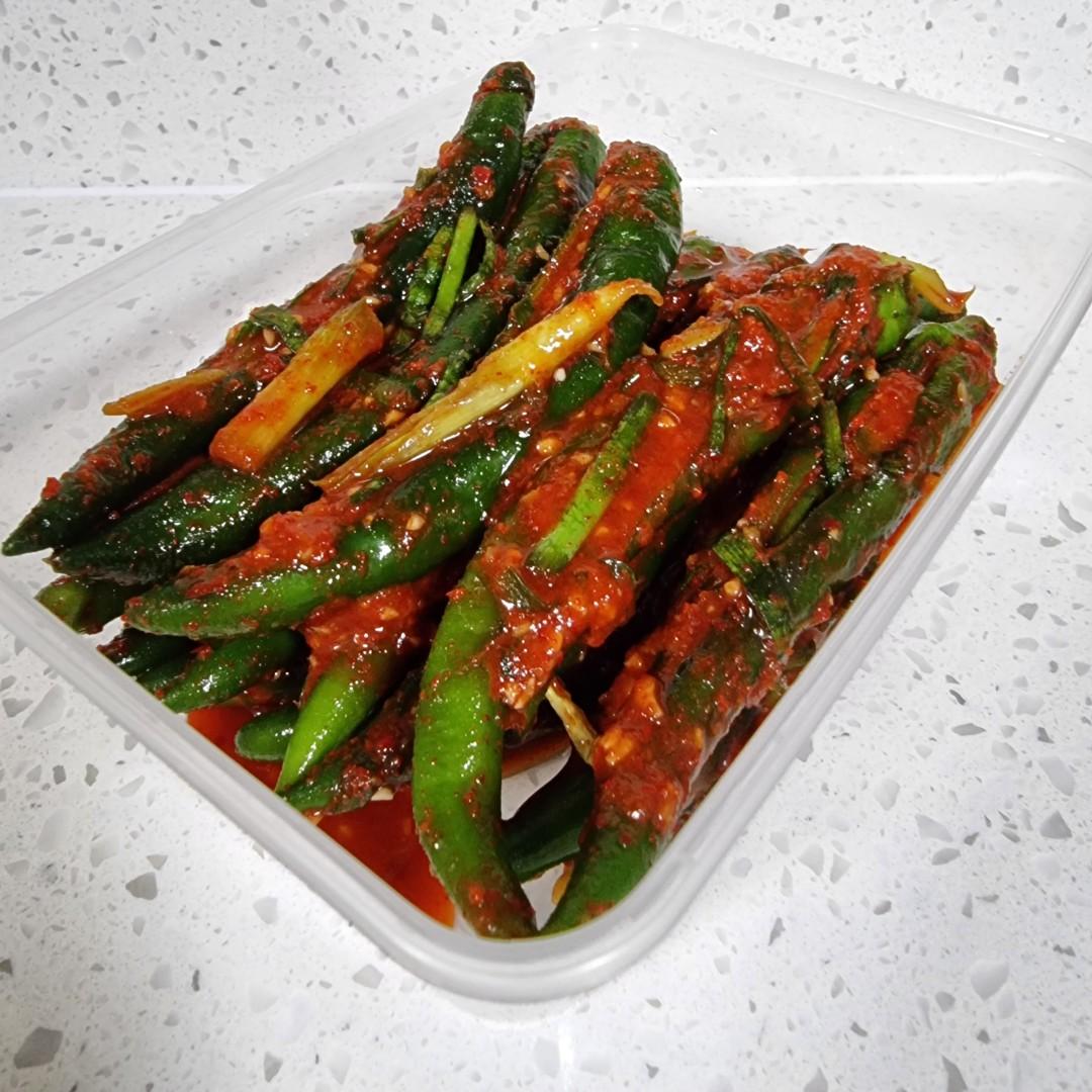 Homemade Spicy Green Chilli Pepper Kimchi, Food & Drinks, Other Food & Drinks on Carousell