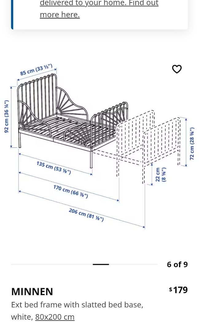 IKEA Minnen extendable bed with mattress, Furniture & Home Living