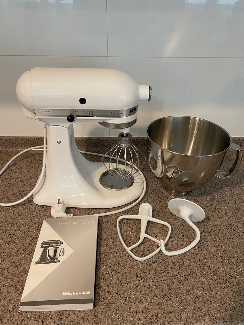 white artisan kitchenaid mixer