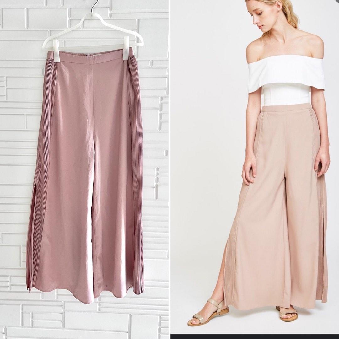 SIDE SLIT HEM CULOTTES-ALMOND