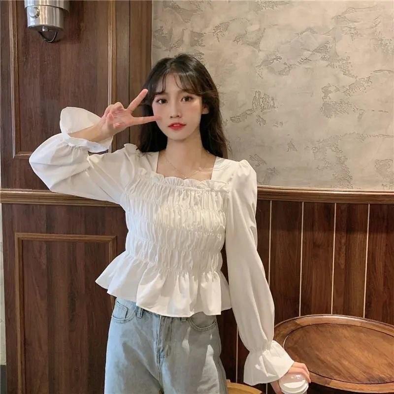 Korean white hot sale blouse