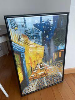 Large Van Gaugh Print in IKEA MARIETORP frame 95x64cm