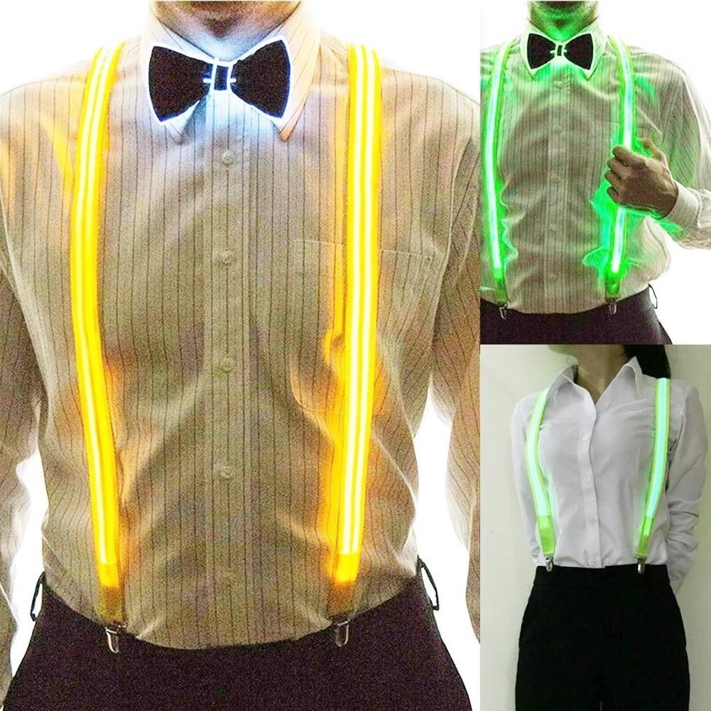 Led neon light up suspenders glow in the dark dance party clubbing club