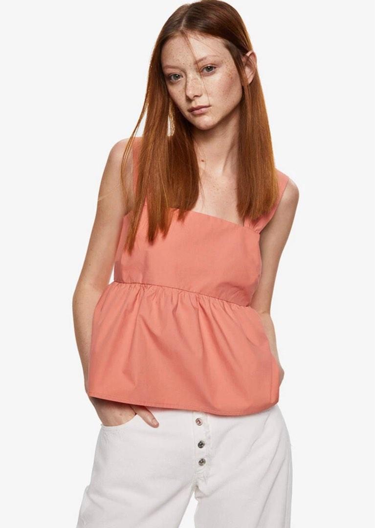 MANGO Baby Doll Peach Top, Women's Fashion, Tops, Sleeveless on Carousell