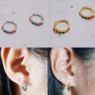 Minimalist Bohostyle  Rainbow hoop earrings