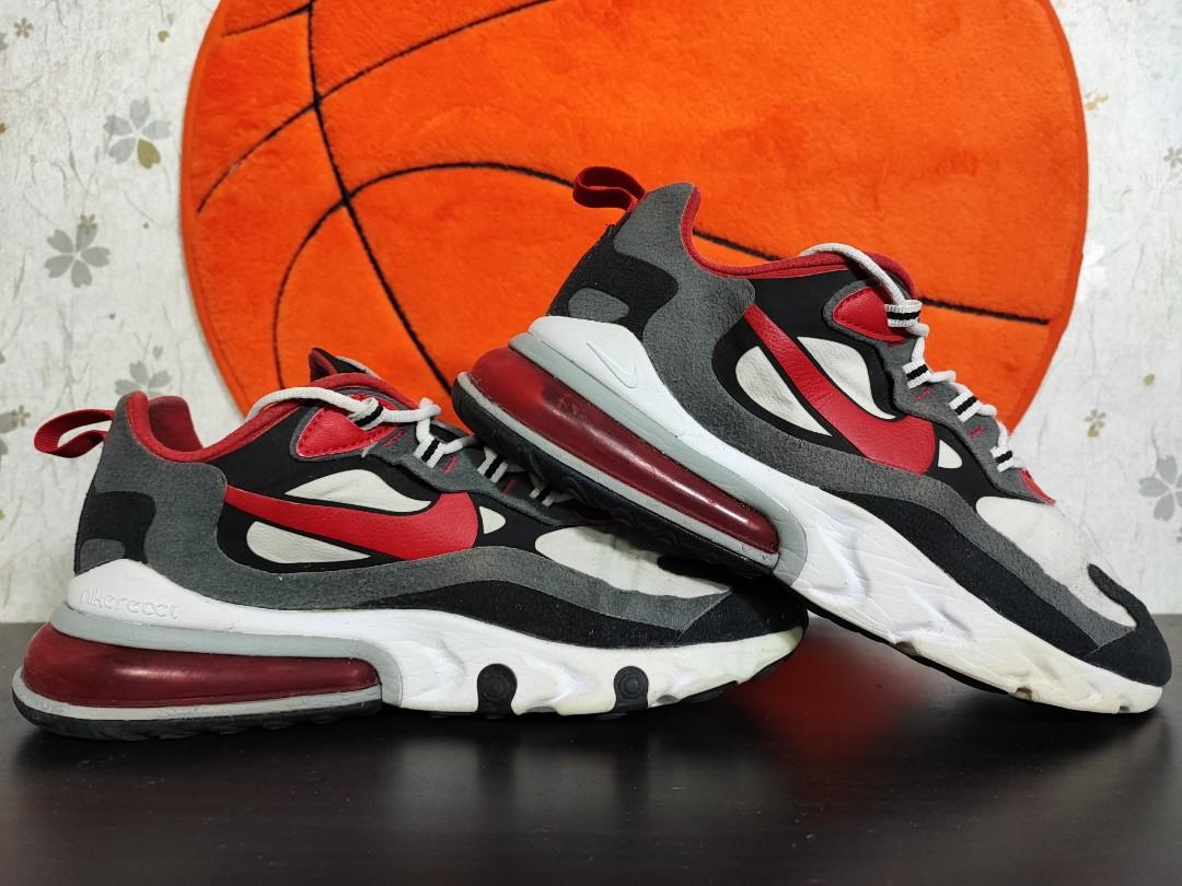 NIKE AIR MAX 270 REACT BLACK IRON GREY UNIVERSITY RED 6.5 UK