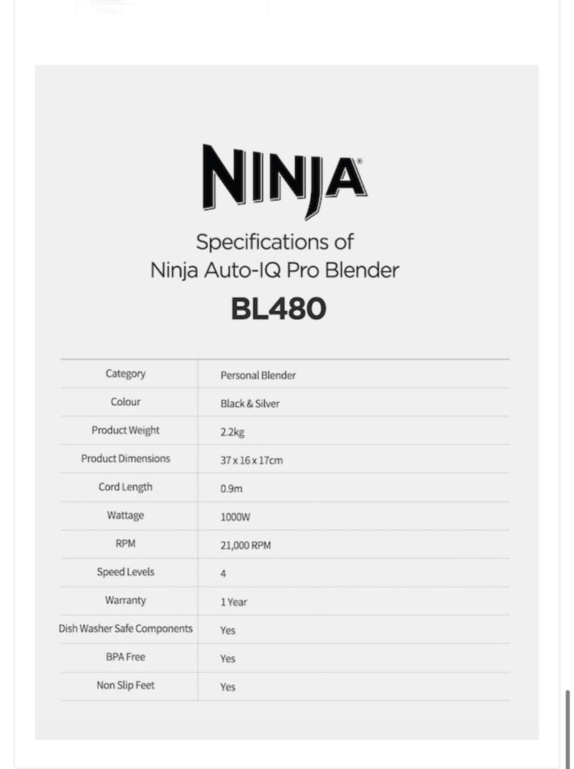 Ninja AutoIQ Blender (BL480), TV & Home Appliances, Kitchen Appliances