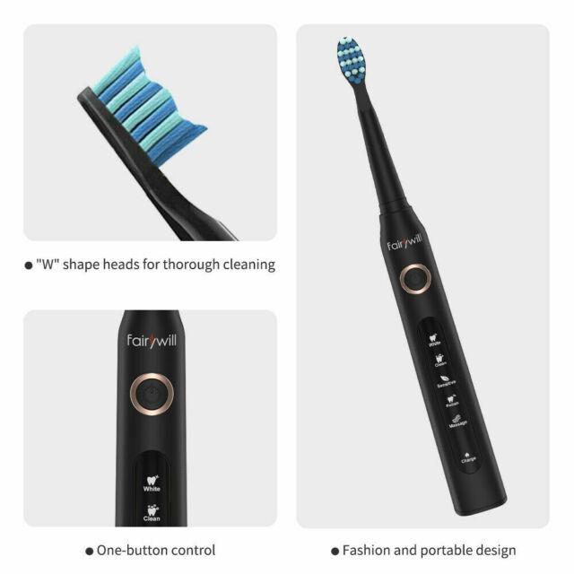 No Box Fairywill Fw 507 Electric Toothbrush Black W 4 Brush Heads Beauty Personal Care Oral Care On Carousell