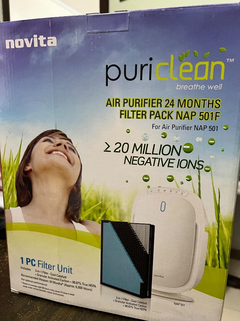 Novita Puriclean Air Purifier 24 months Filter Pack (Model NAP 501F), TV & Home Appliances, Air