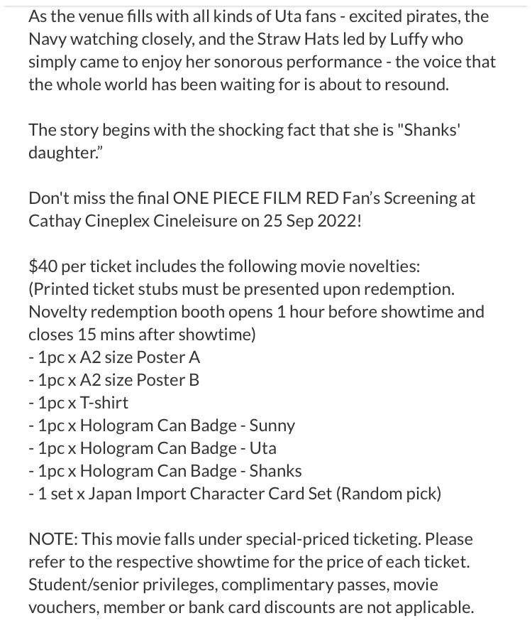 One Piece Red, Tickets & Vouchers, Event Tickets on Carousell