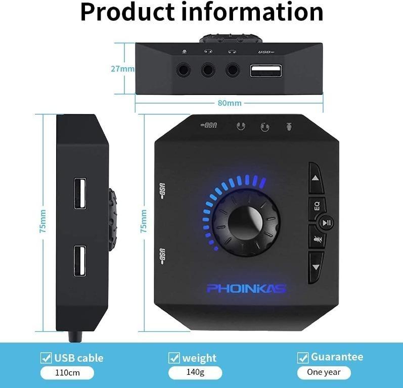 PHOINIKAS External Sound Card, USB Audio Adapter with 3.5mm Headphone ...