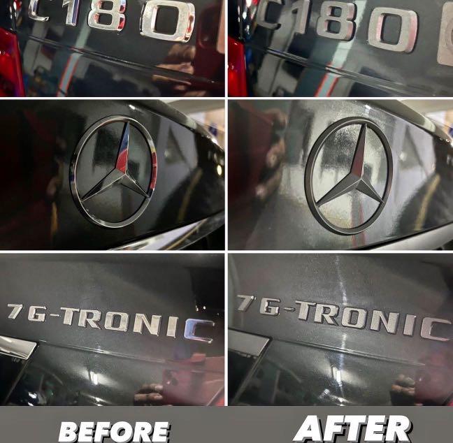 Plasti dip dechrome chrome delete logo emblem front grille subaru