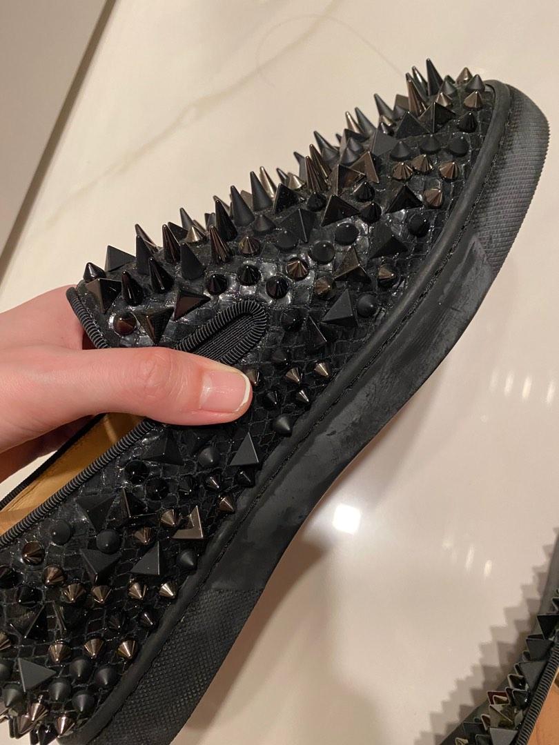 Preloved Christian Louboutin Men Black Studded Slip on Shoes EU40