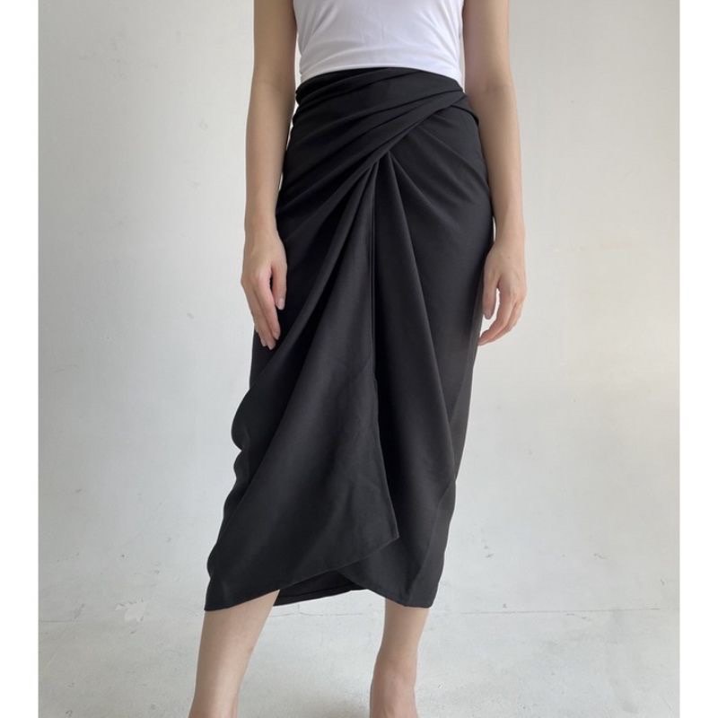 Premium Cotton Instant Wrap Skirt Wrap Skirt, Women's Fashion, Bottoms ...