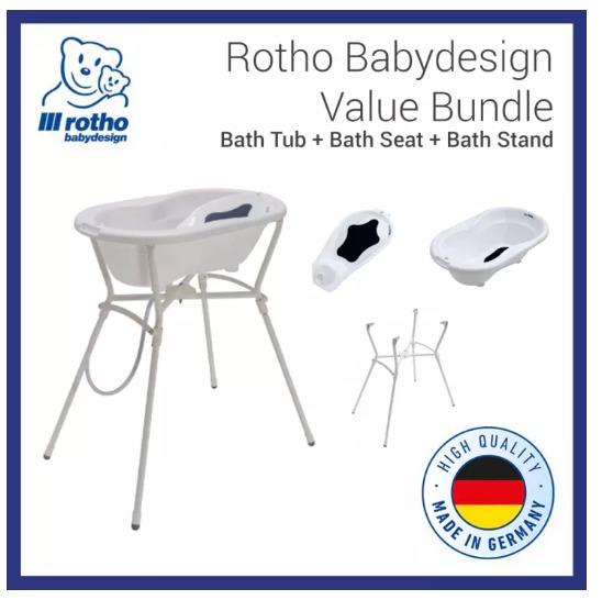 Rotho Babydesign Value Bundle Bath Tub + Bath Seat + Bath Stand in