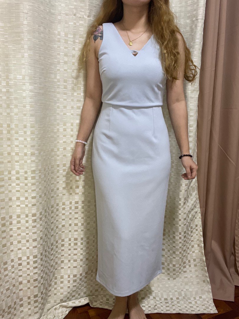Semi Formal Powder Blue Maxi Dress, Women's Fashion, Dresses & Sets