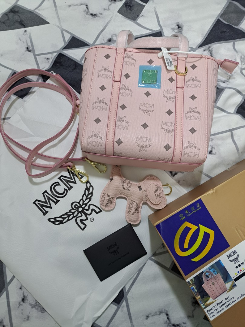 Second hand Sling bag hand bag MCM pink Master Copy Quality