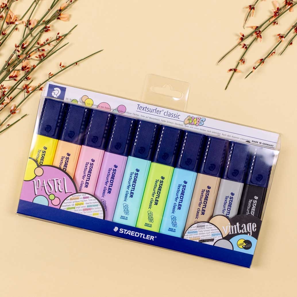 STAEDTLER All new Pastel Highlighter set with case (10 colours), 興趣及遊戲