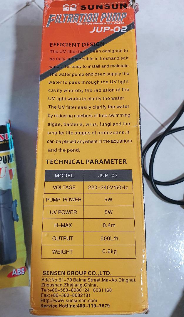 SunSun Aquarium/Fish Tank UV Sterilizer Filter Pump Internal Fish Tank