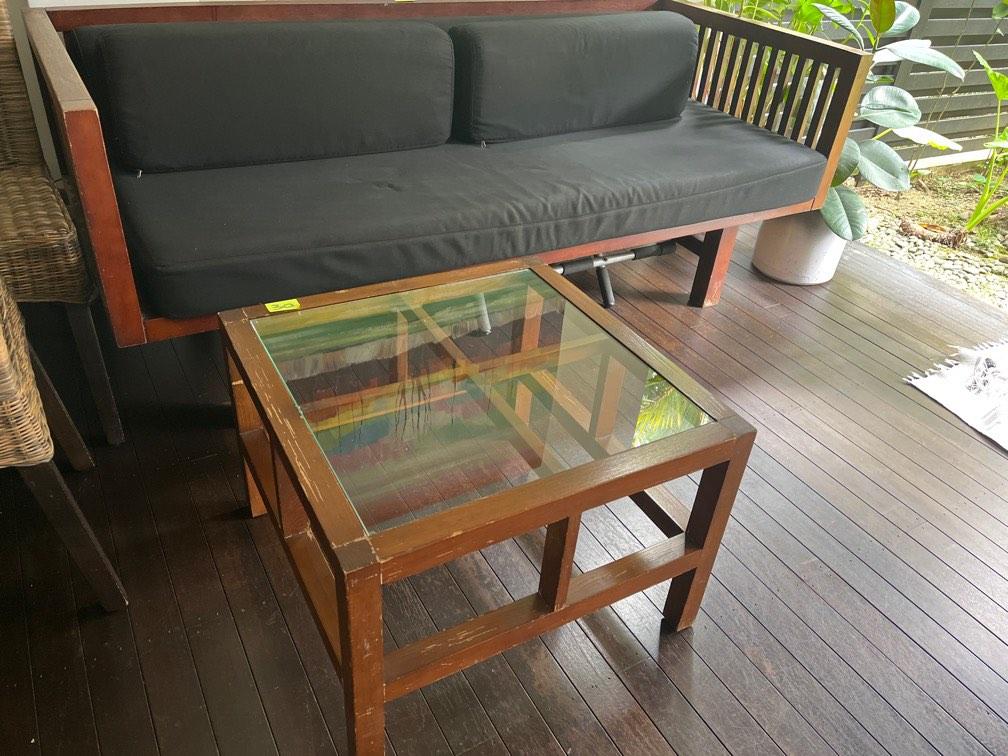 Teak sofa +coffee table (can sell separately), Furniture & Home Living
