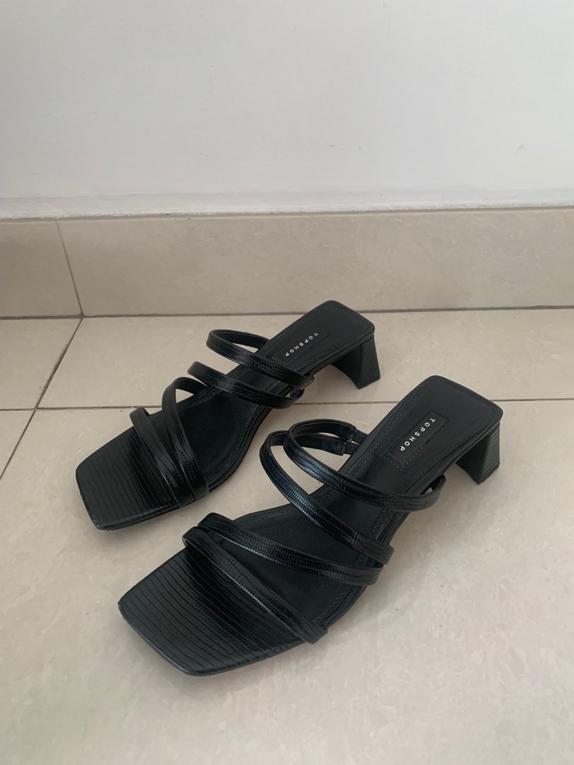 TOPSHOP Black Strappy Heels Women s Fashion Footwear Heels on Carousell