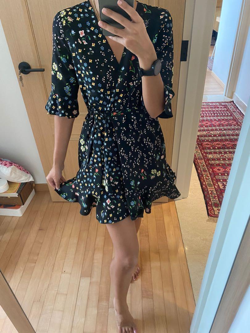Topshop floral wrap dress discount