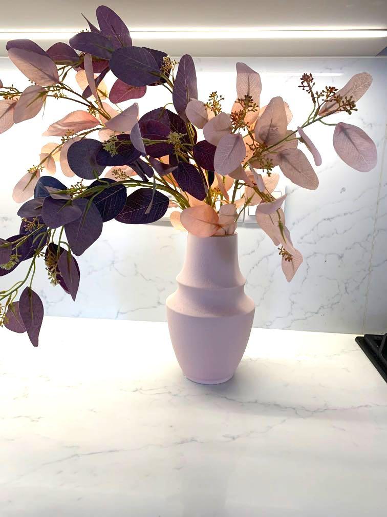 Vase and Faux Leaves Stalks Set, Furniture & Home Living, Home Decor