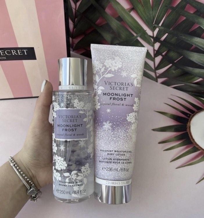 Victoria secret moonlight frost gift set body mist + lotion, Kesehatan & Kecantikan, Parfum