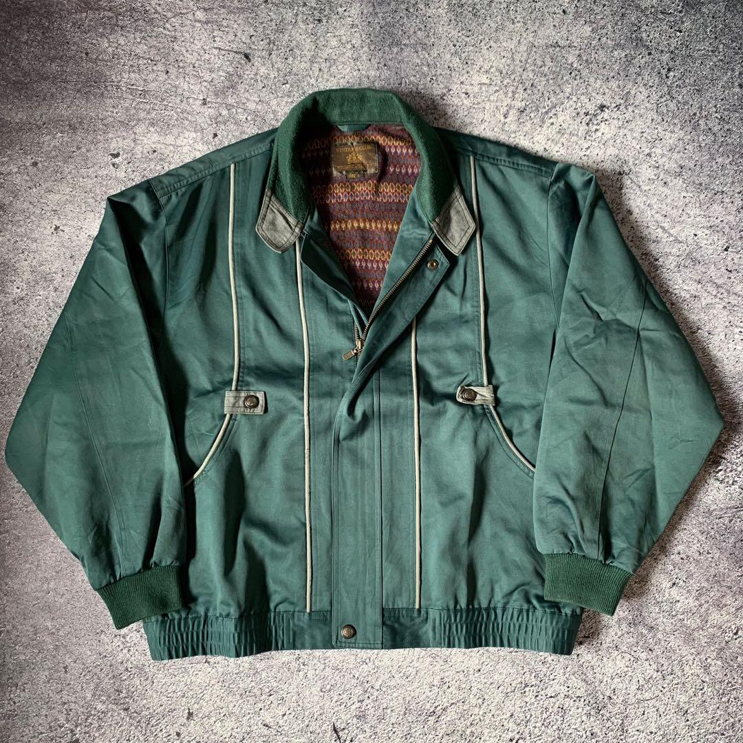 Vintage Club Pattern Harrington Jacket Fesyen Pria Pakaian