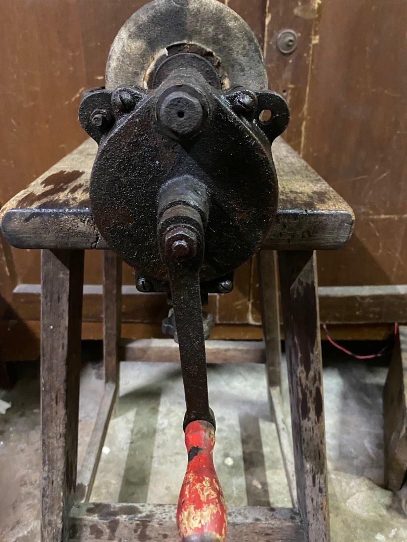 Vintage Hand Crank Bench Grinder