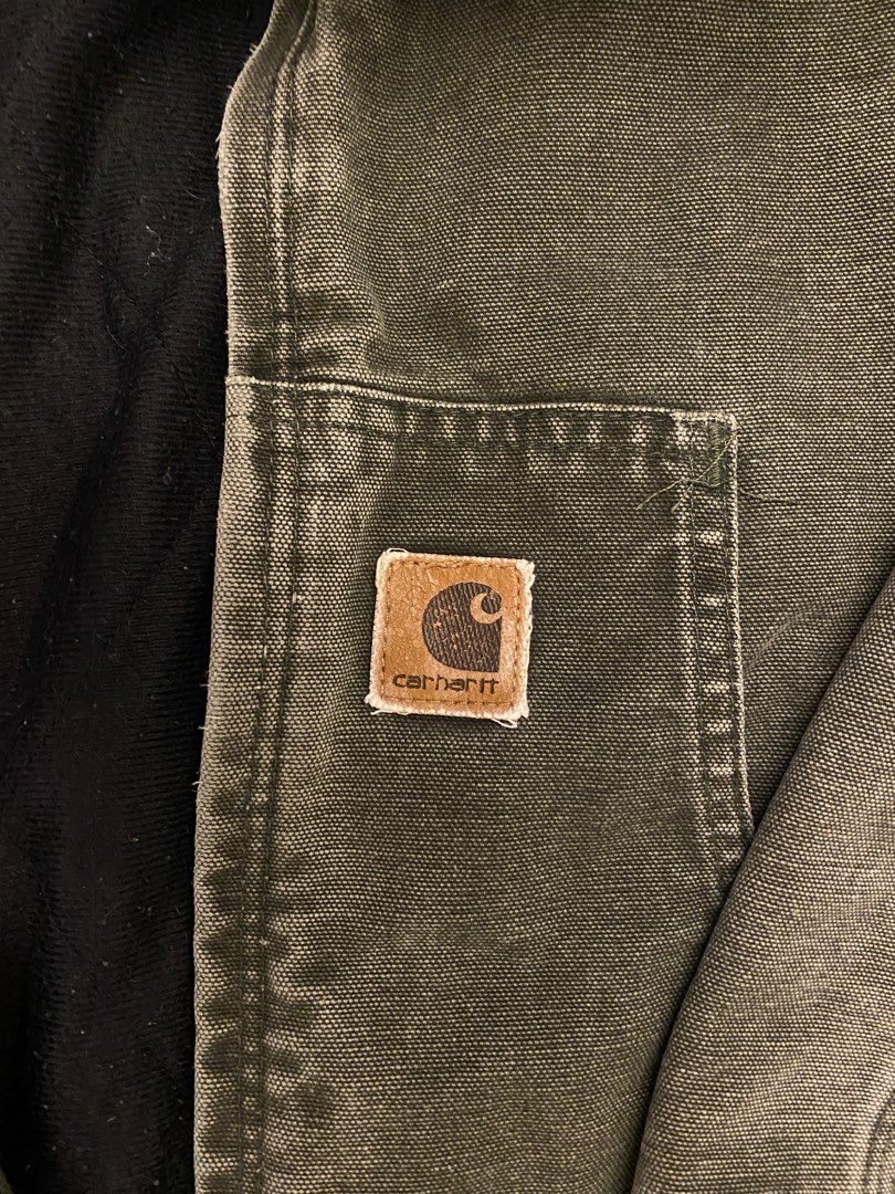 Vintage Oversized Faded Green Carhartt Jacket, Women's Fashion, Coats