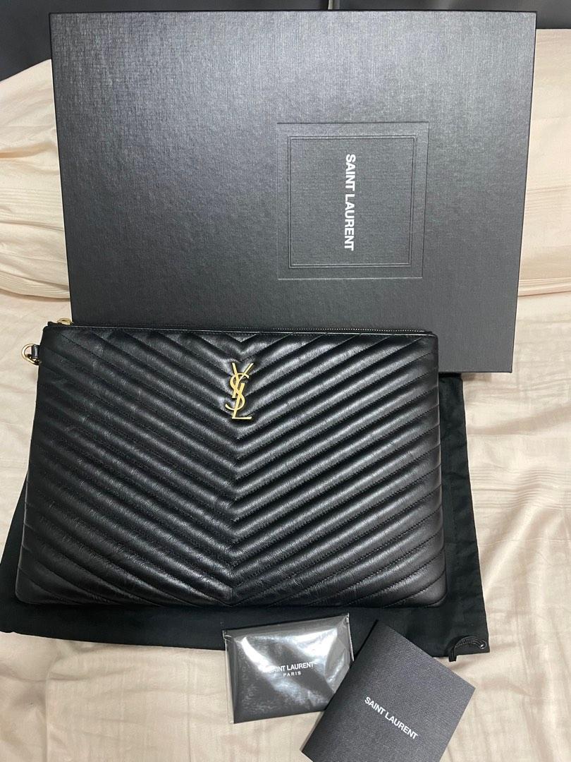 YSL quilted monogram clutch bag