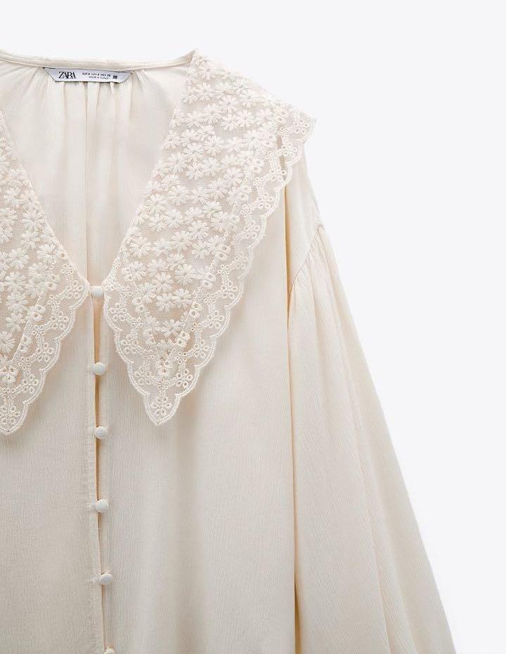 Zara lace collar blouse clearance